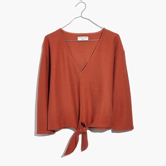 Madewell Texture & Thread Long-Sleeve Tie-Front Top - Picture 5 of 11